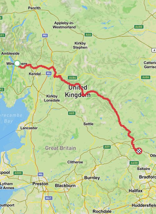 A map preview of the recording My Dales Way .