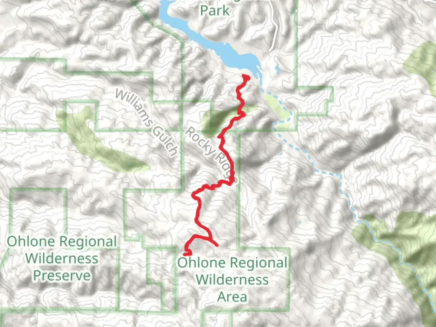 An image depicting the trail Rocky Ridge - Ohlone Wilderness Trail and its surrounding area.