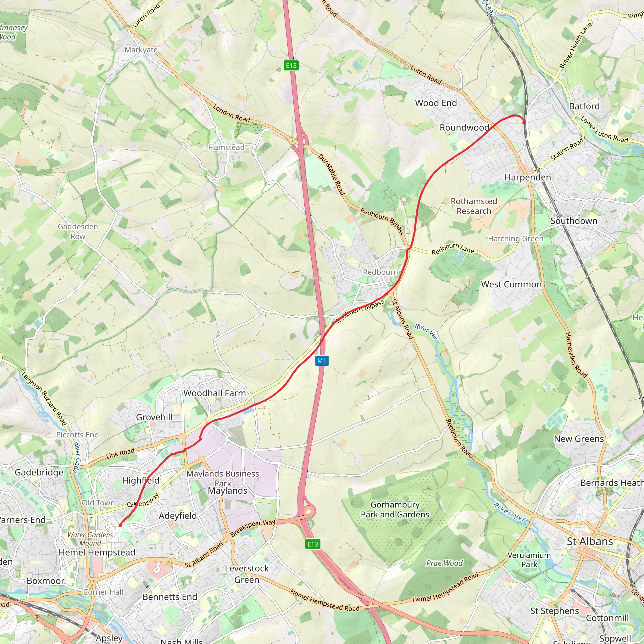 Nickey Line-Hemel-Hempstead to Harpenden mobile static map