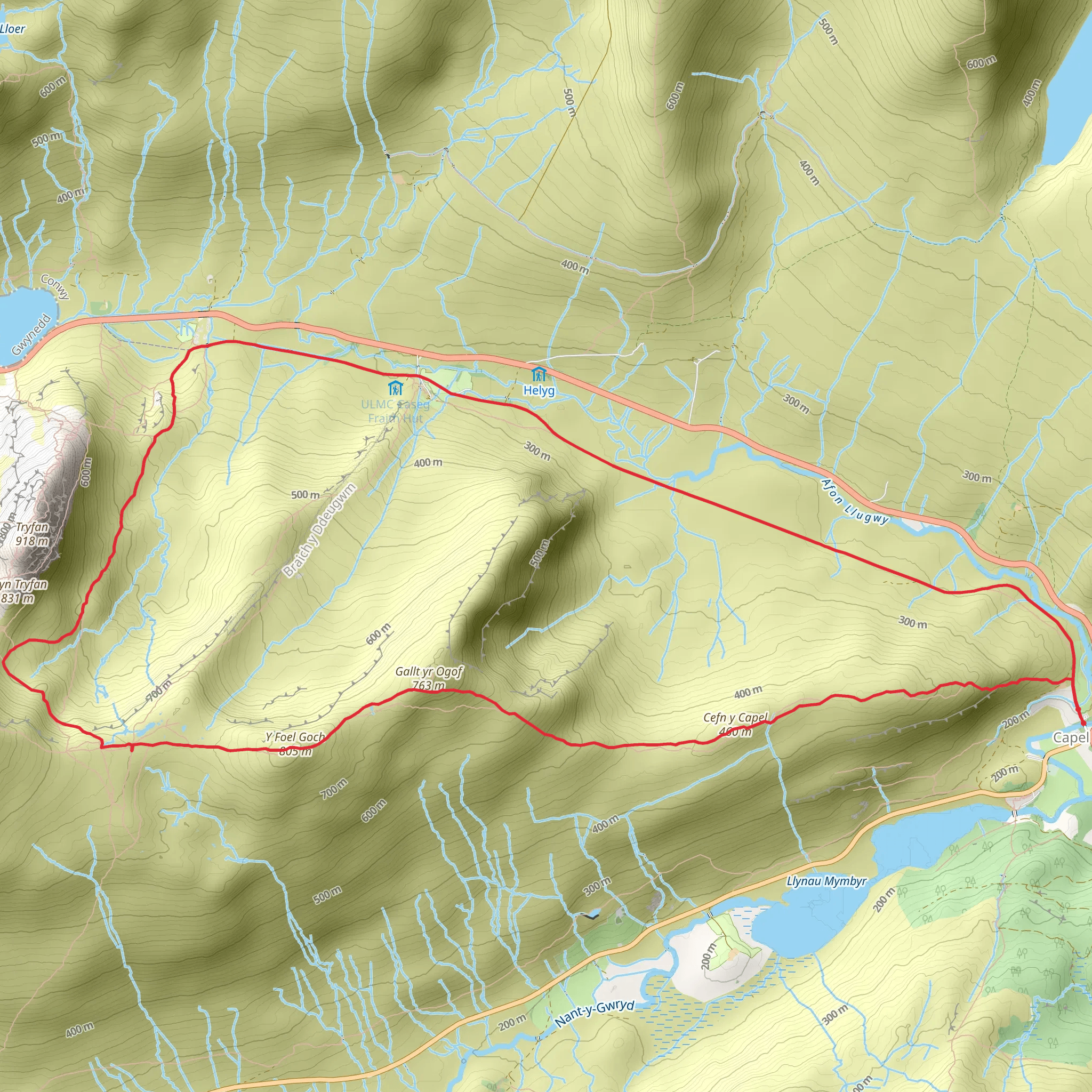 Gallt yr Ogof and Y Foel Goch (6) mobile static map