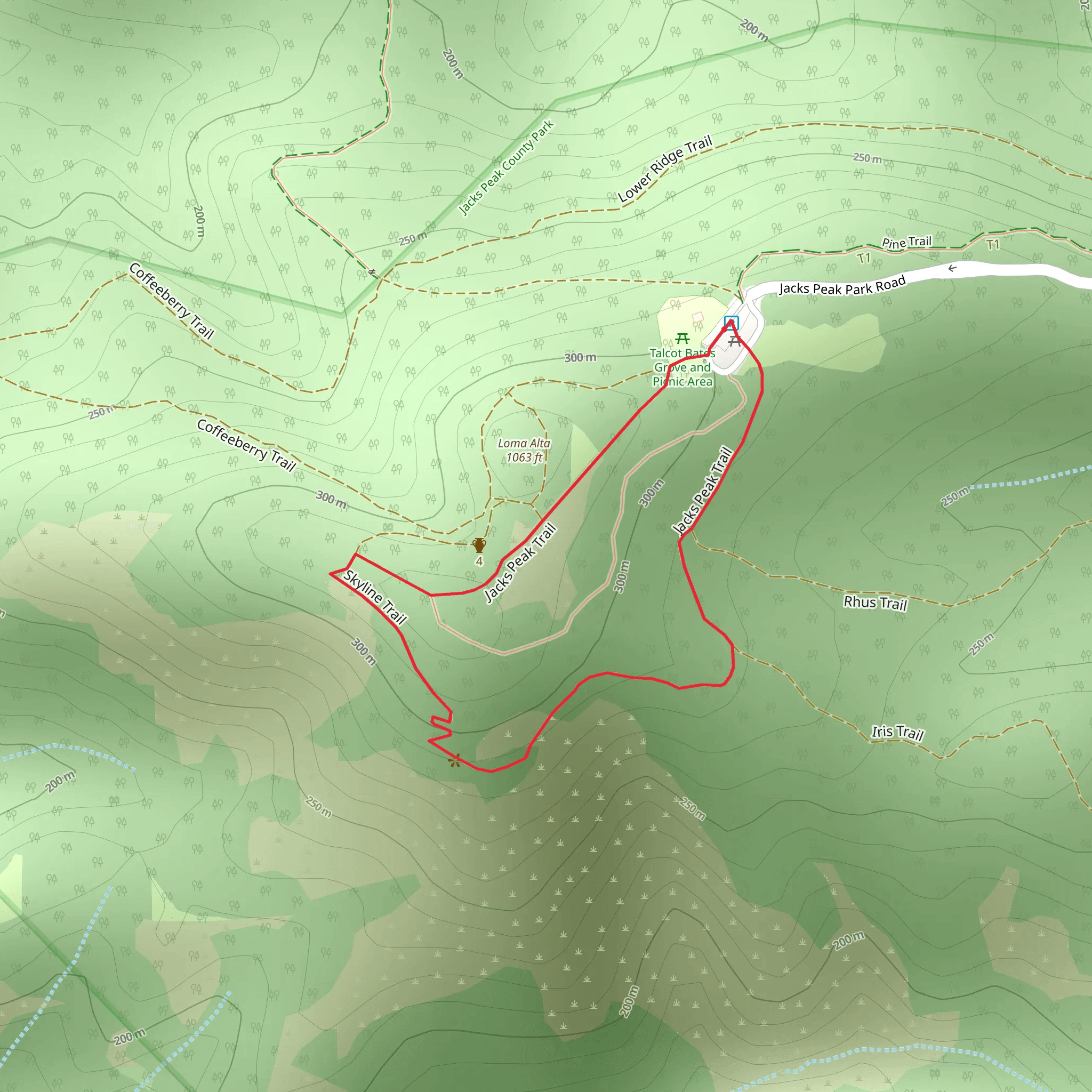 Jacks Peak Loop Trail mobile static map