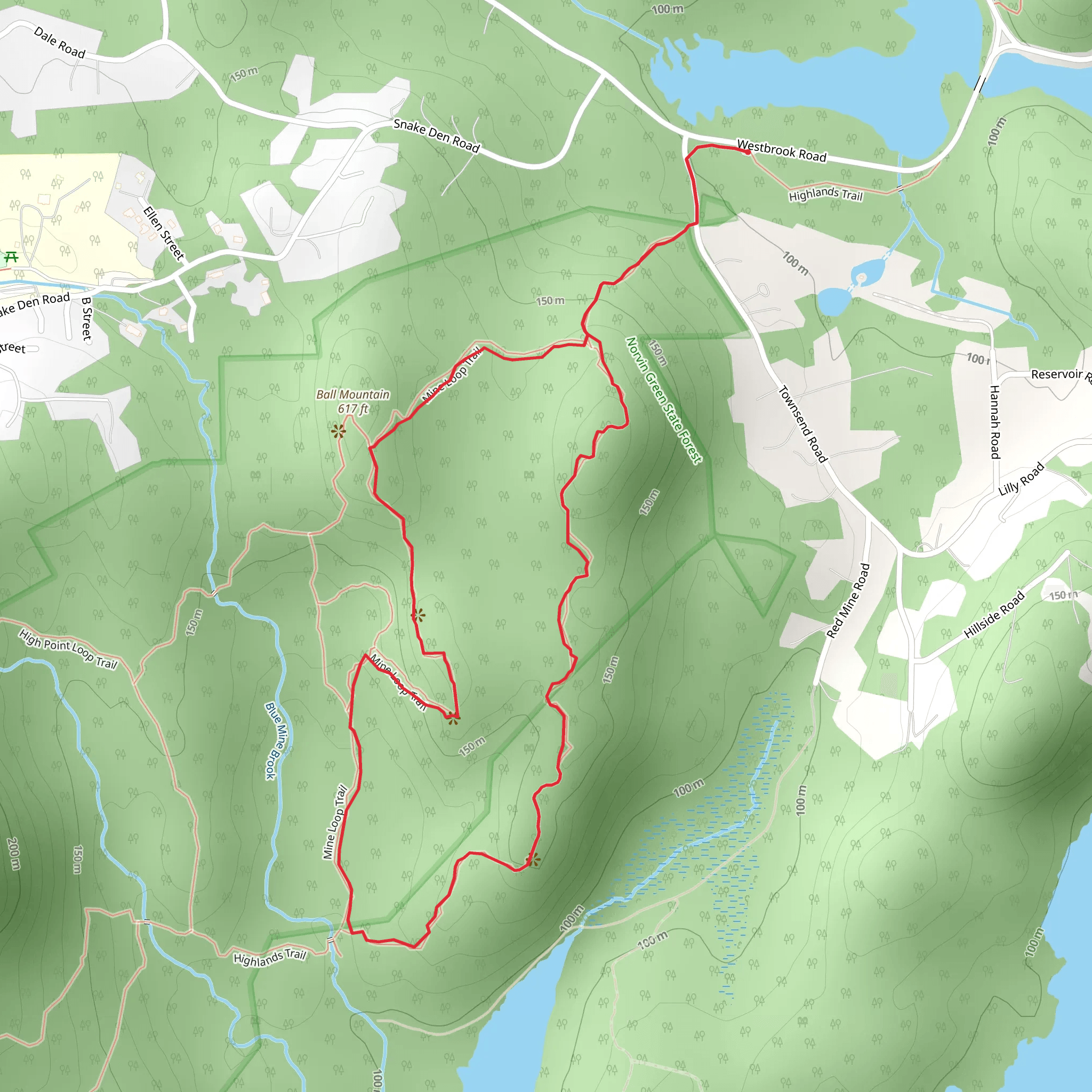 Mine and Highlands Loop Trail mobile static map
