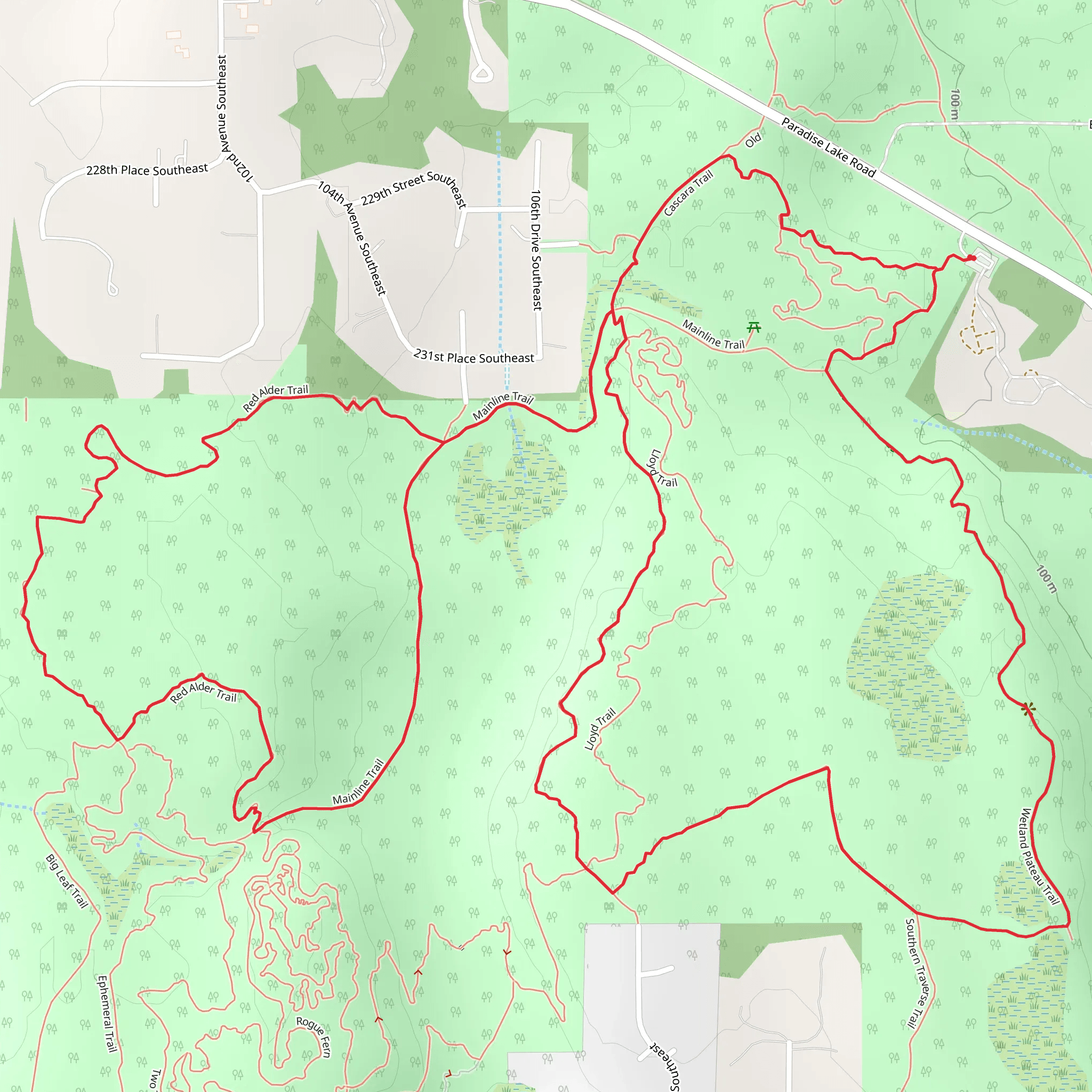 Southern Traverse Trail and Red Alder Trail mobile static map
