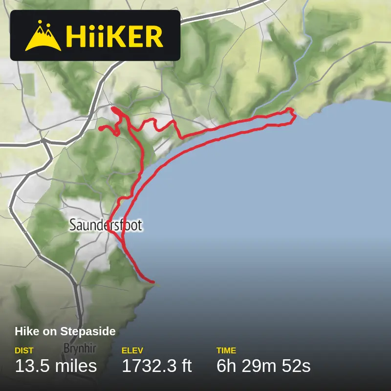 A map preview of the recording Hike on Stepaside.