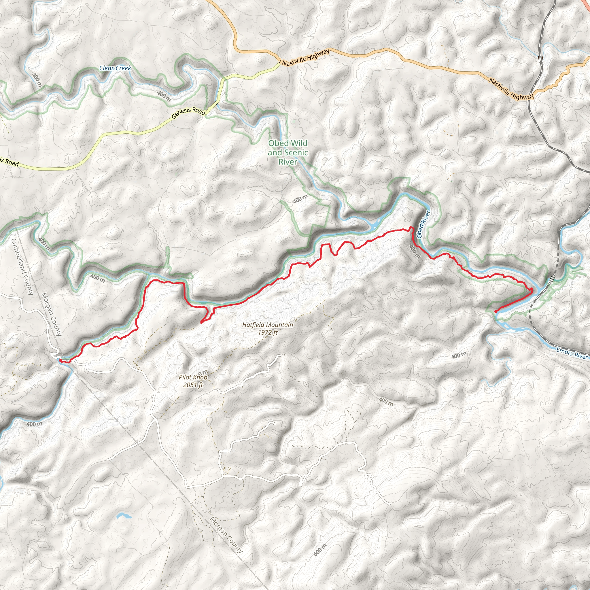 Obed Wild and Scenic Trail mobile static map