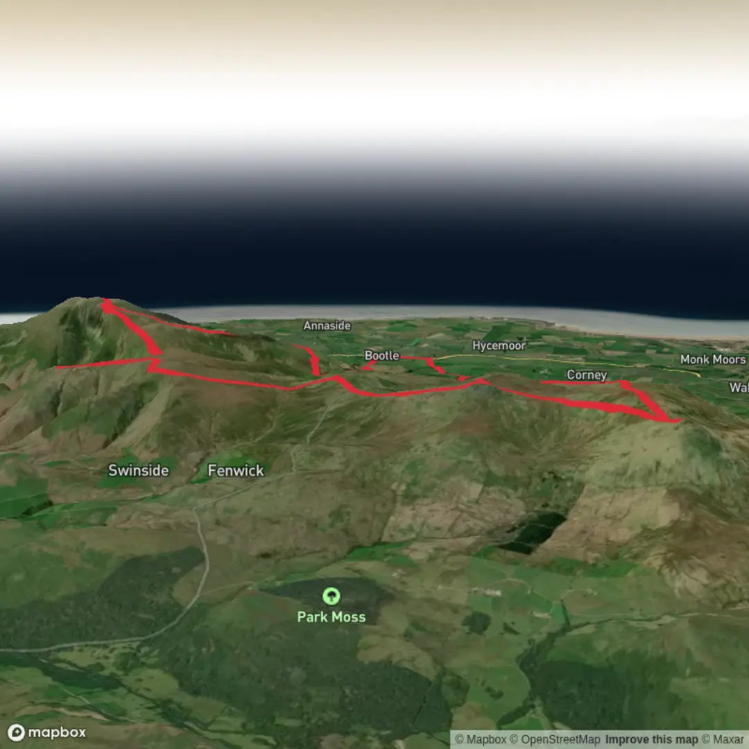 An image depicting the trail Bootle Black Combe and Buck Barrow loop and its surrounding area.