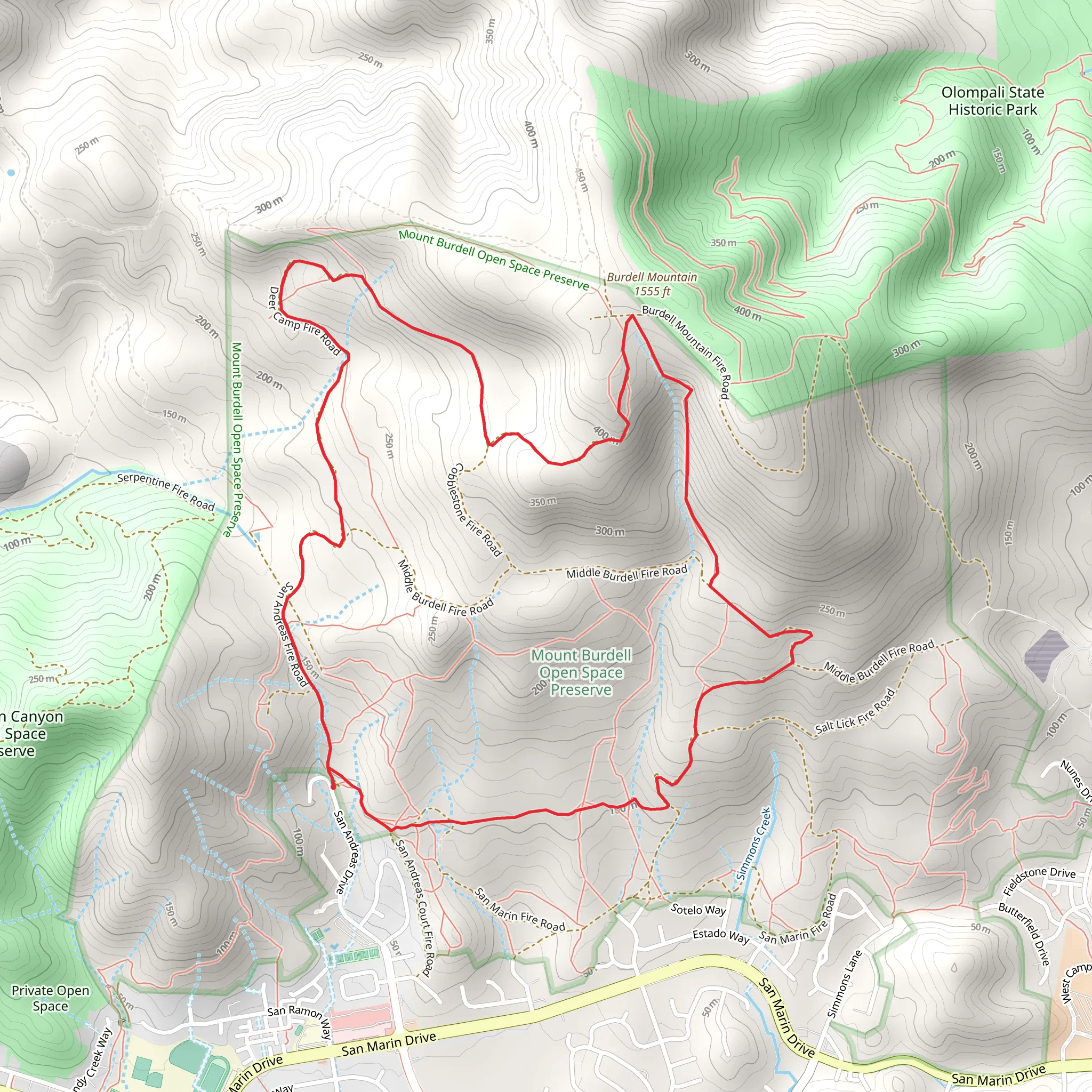 Burdell Mountain Loop mobile static map