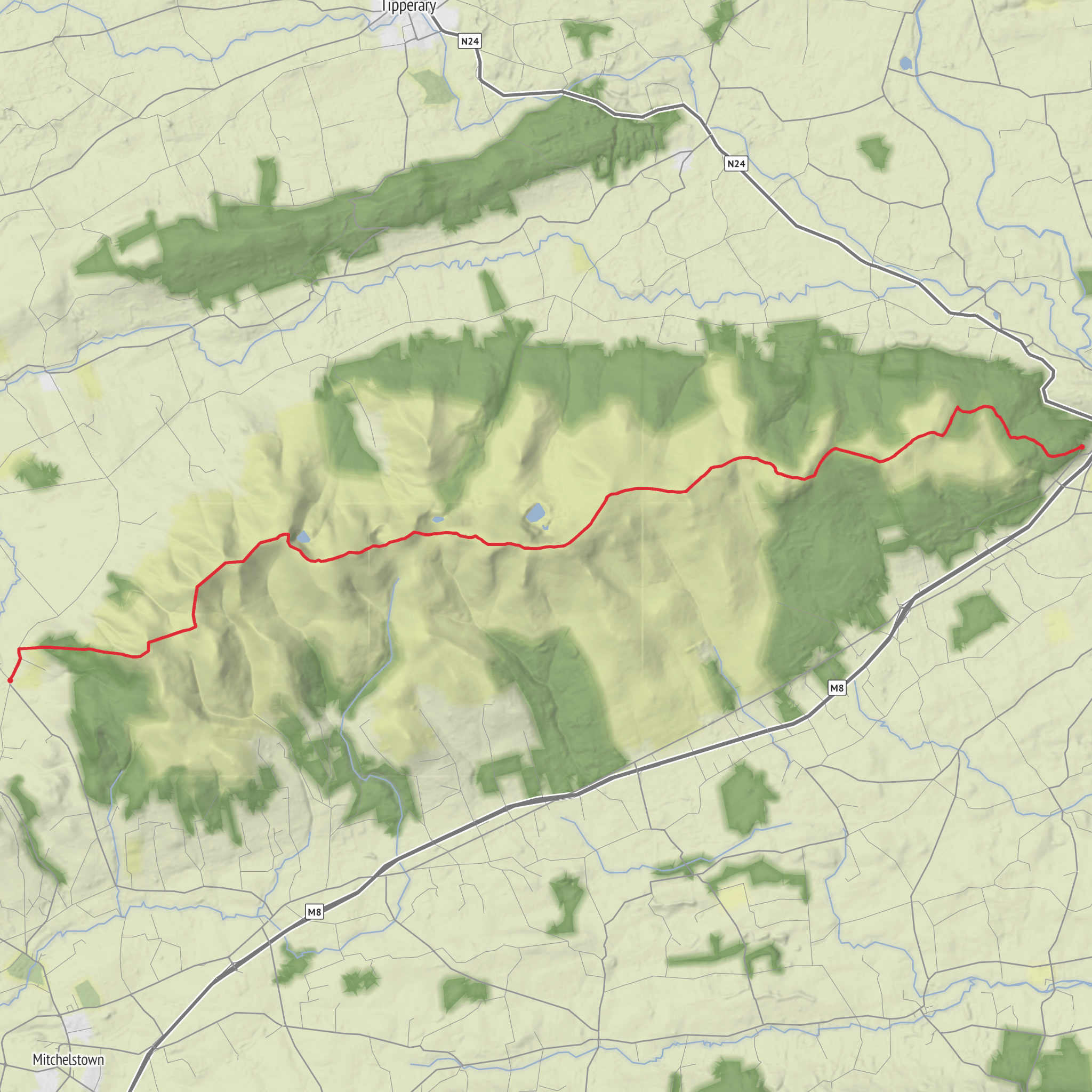 Galtees from Cahir mobile static map