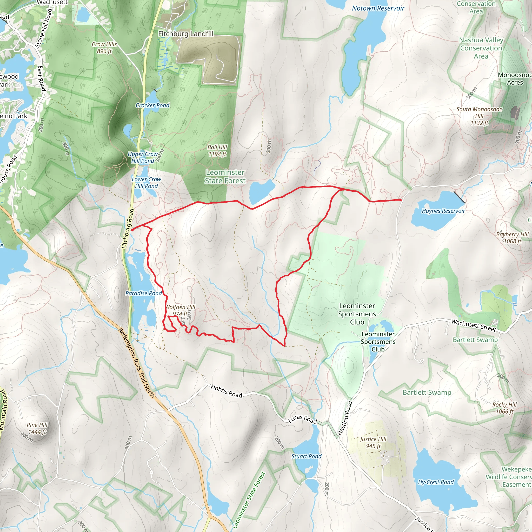 Wolf Den Hill and Rocky Pond Loop Trail mobile static map