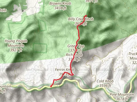Ferrin Knob, Green Top and Billy Cove Gap via Shut-In Trail