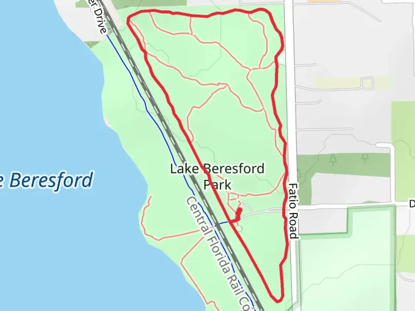 An image depicting the trail Lake Beresford Park Loop and its surrounding area.