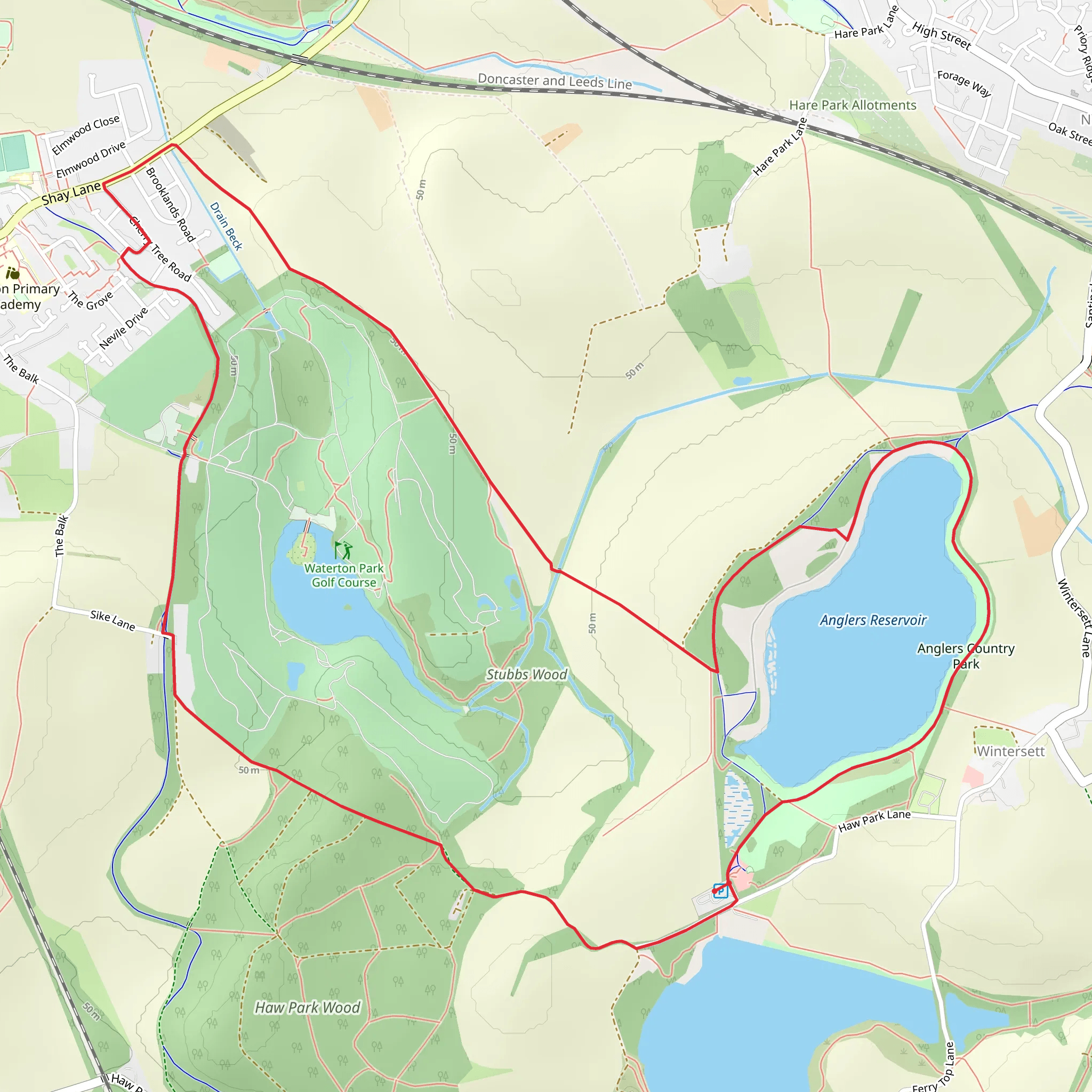 Drain Beck and Anglers Reservoir Loop mobile static map