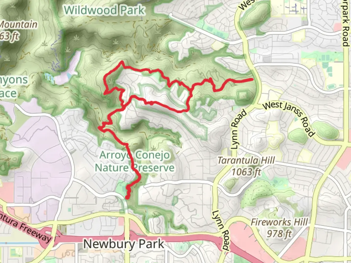 An image depicting the trail Calle Yucca and Lynnmere Loop Trail and its surrounding area.
