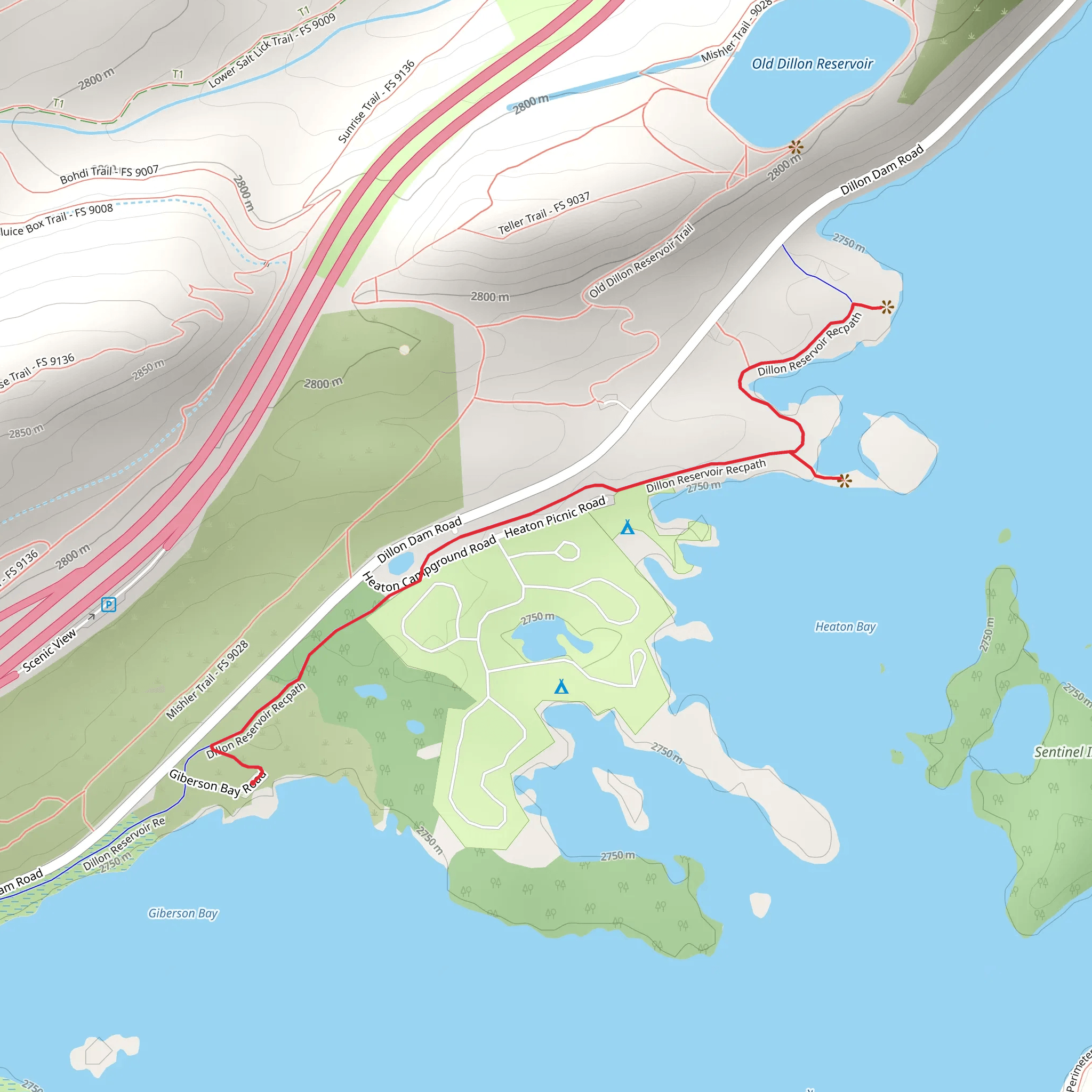 Dillon Reservoir Recpath mobile static map