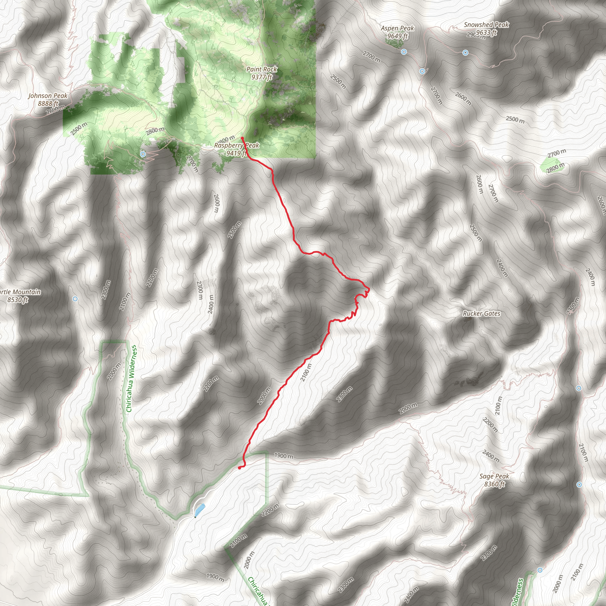 Raspberry Saddle and Raspberry Ridge Trail mobile static map