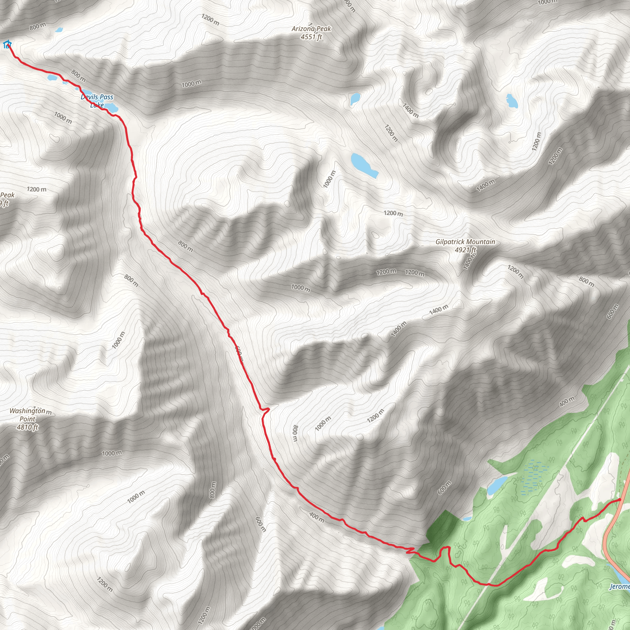 Davil's Creek Trail and Devils Pass Lake mobile static map