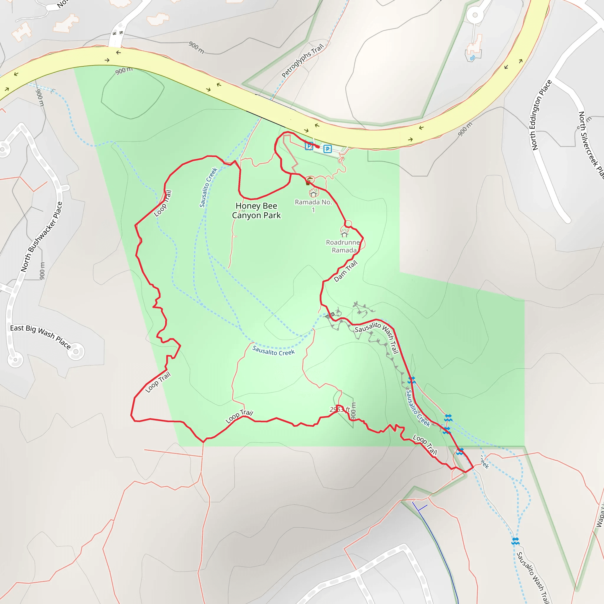 Honeybee Canyon Park Loop Trail mobile static map