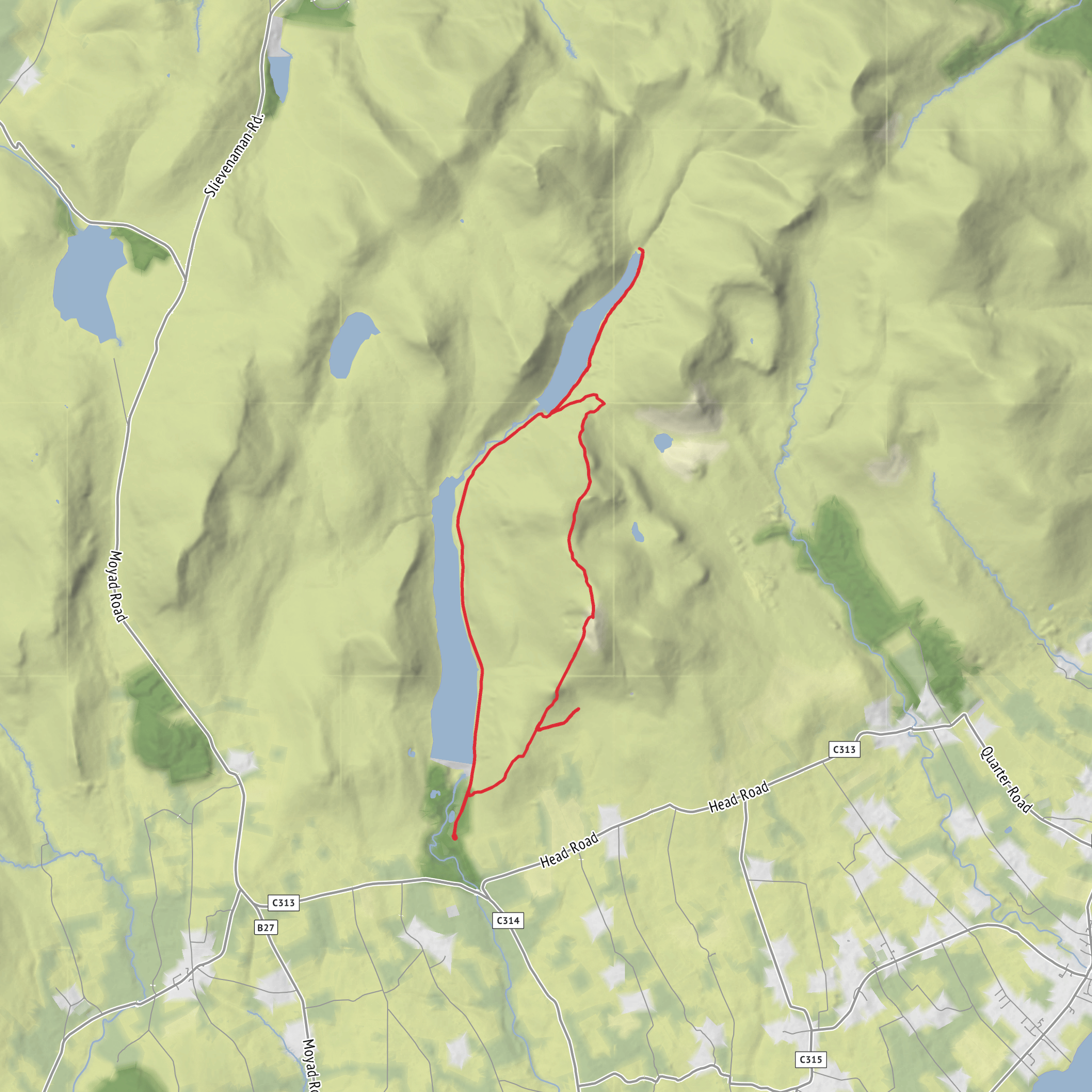 Slieve Binnian, Silent Valley and Secret Waterfall Loop mobile static map