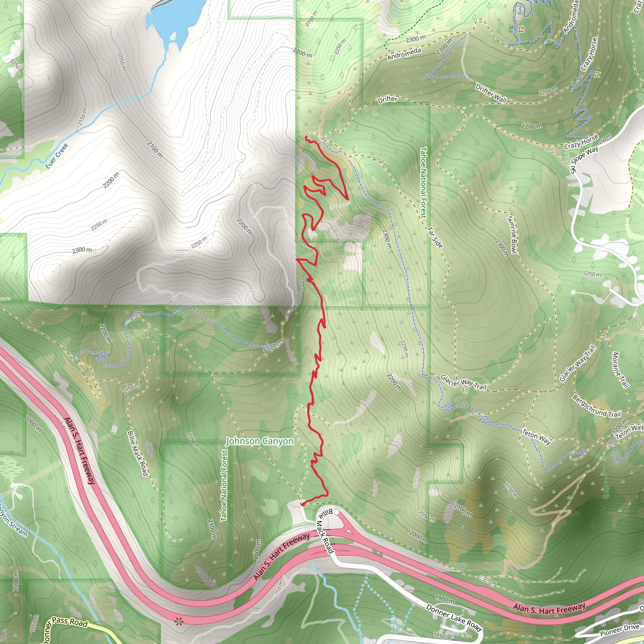 Wendin Way Access Trail and Donner Lake Rim Trail mobile static map