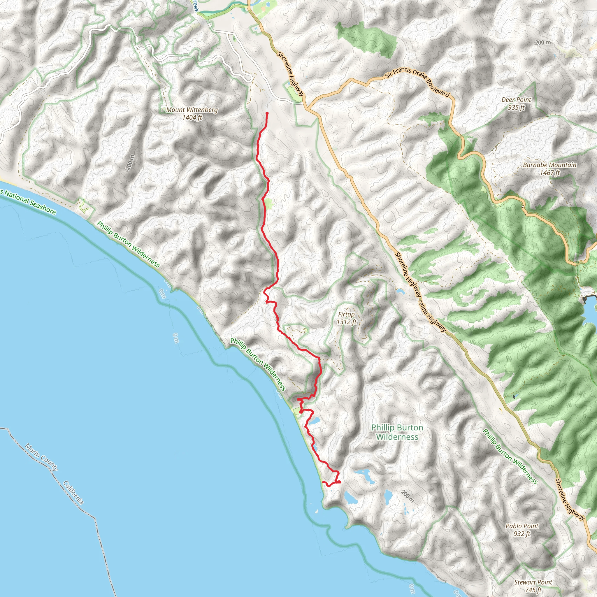 Alamere Falls via Bear Valley Trail mobile static map