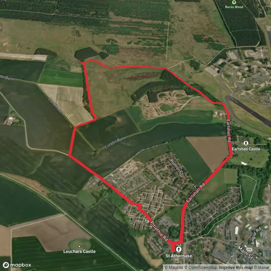 An image depicting the trail Earlshall loop and its surrounding area.