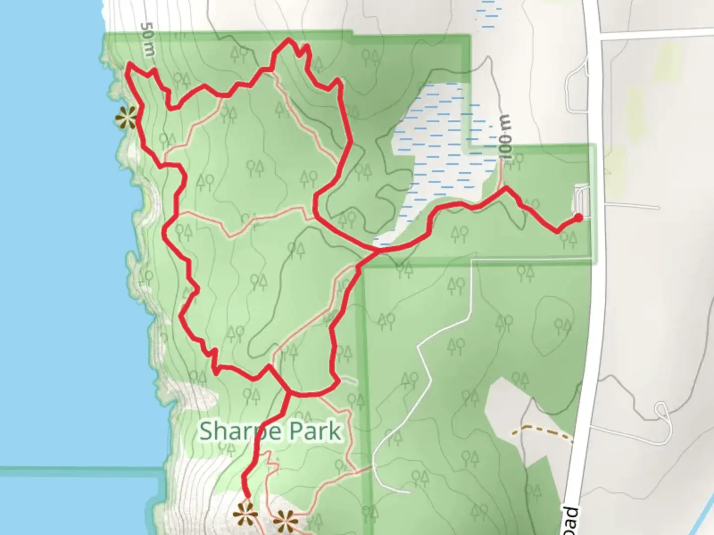 An image depicting the trail Sares Head and Porpoise Point Loop Trail and its surrounding area.