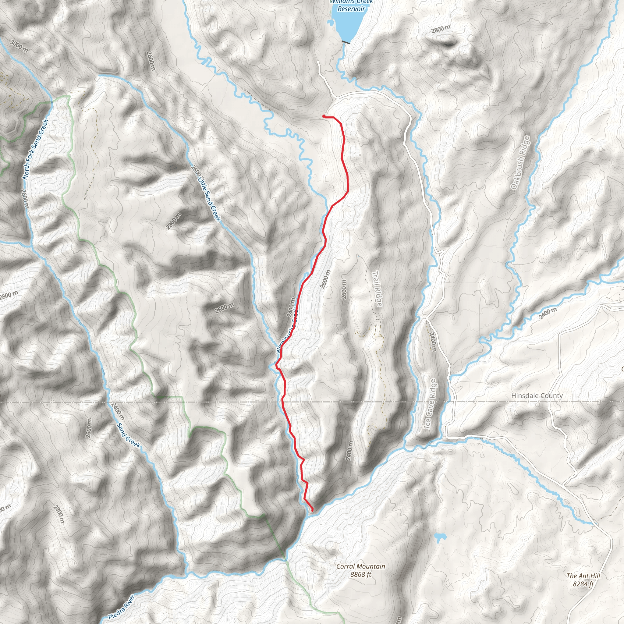 Lower Weminuche and Little Sand Trail mobile static map