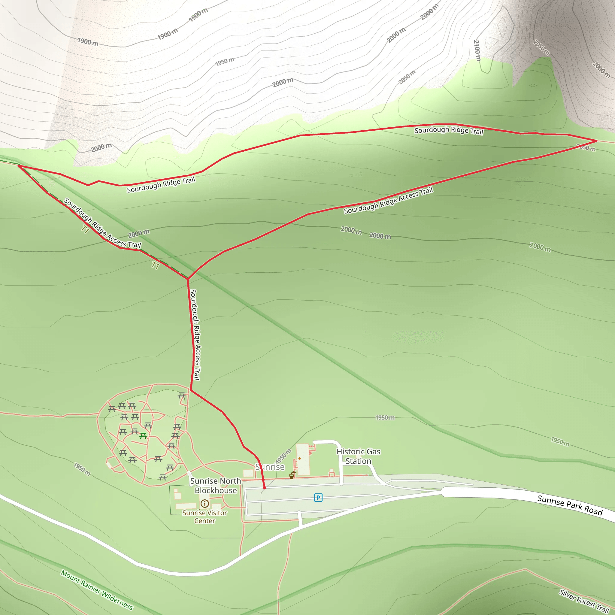 Sourdough Ridge Loop via Sunrise mobile static map