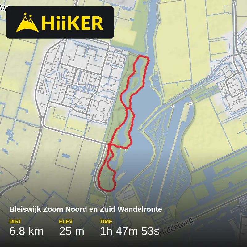 A map preview of the recording Bleiswijk Zoom Noord en Zuid Wandelroute.