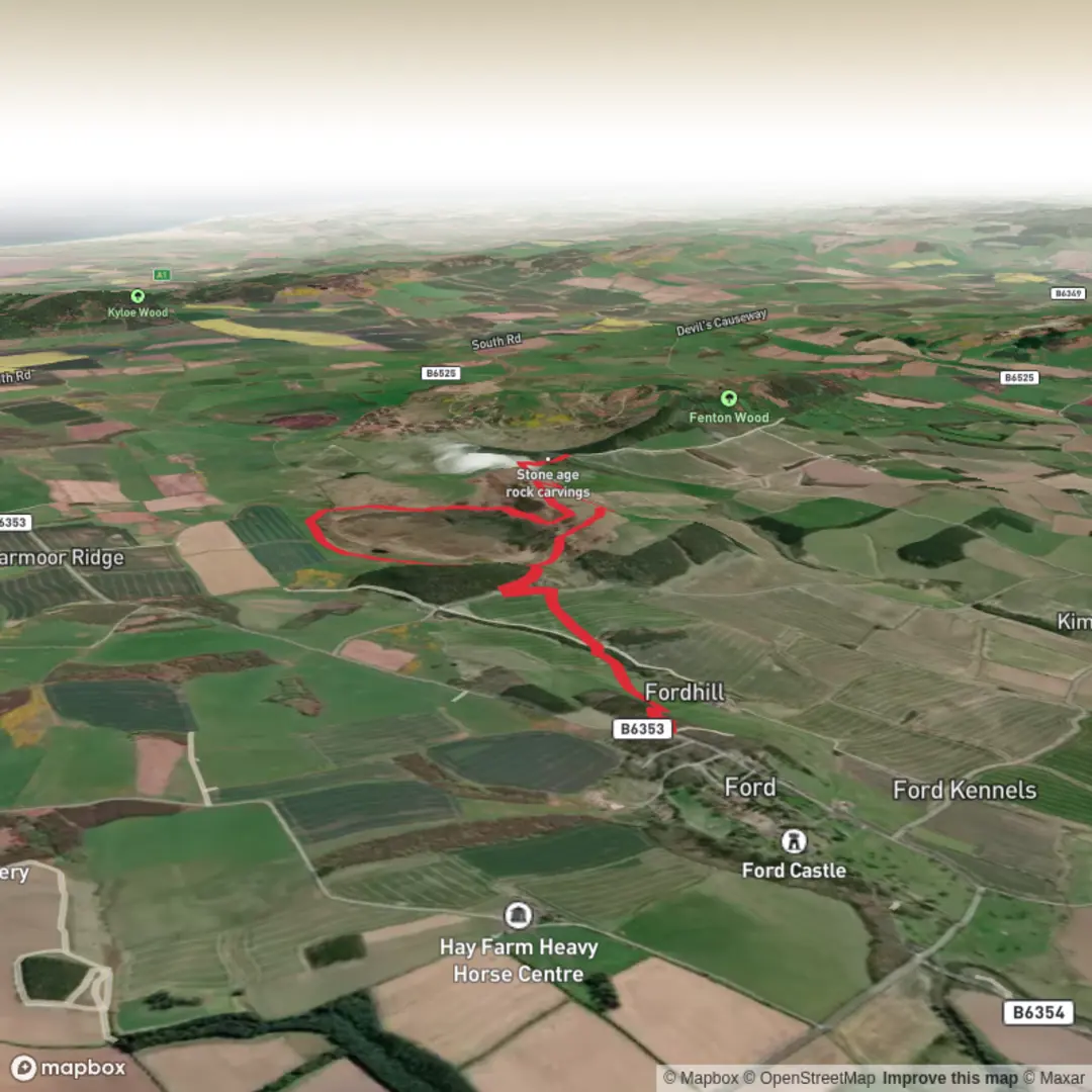 An image depicting the trail Ford Moss, Broom Ridge and Goatscrag Hill and its surrounding area.