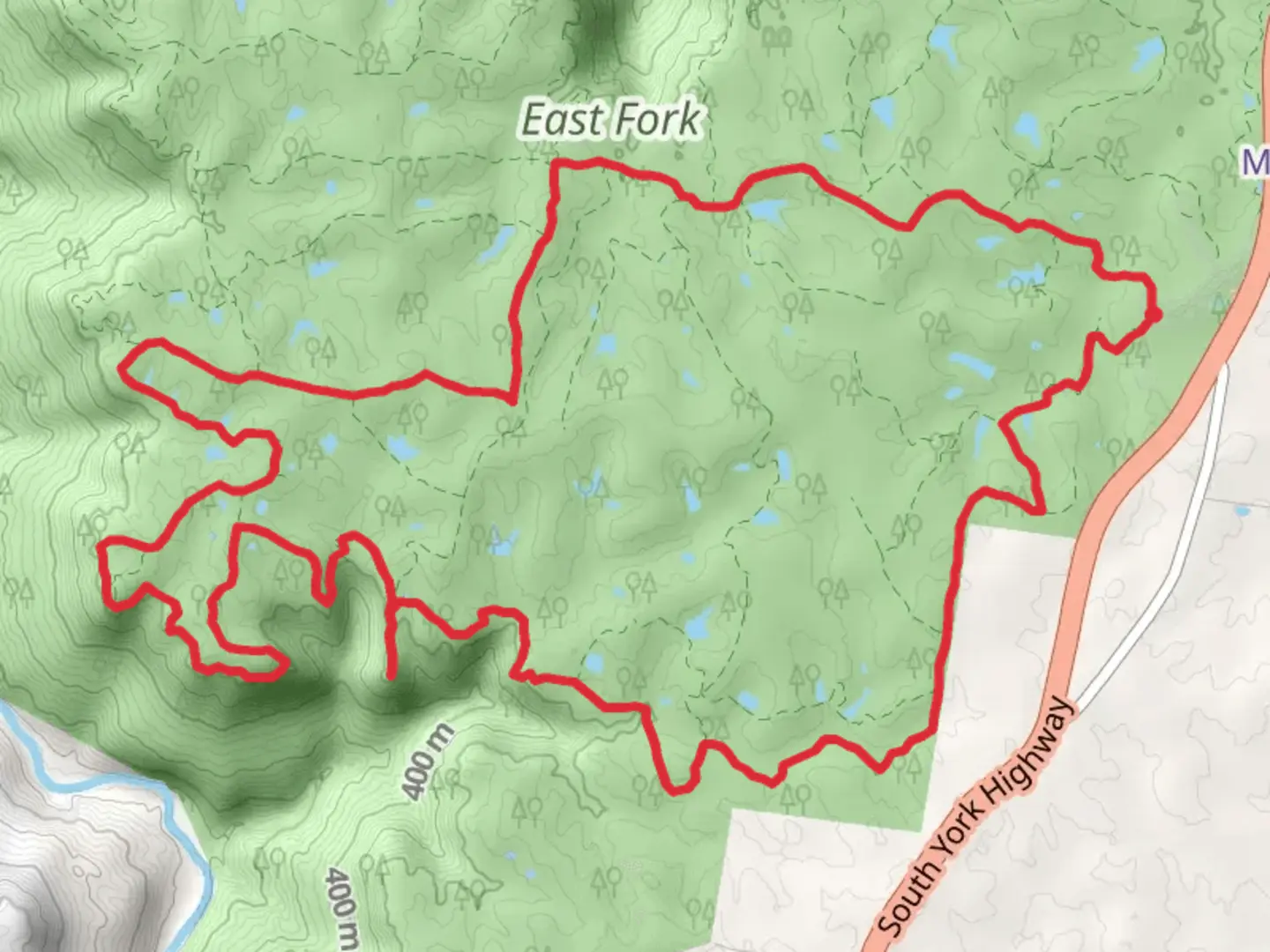 An image depicting the trail I Trail and D Trail Loop and its surrounding area.