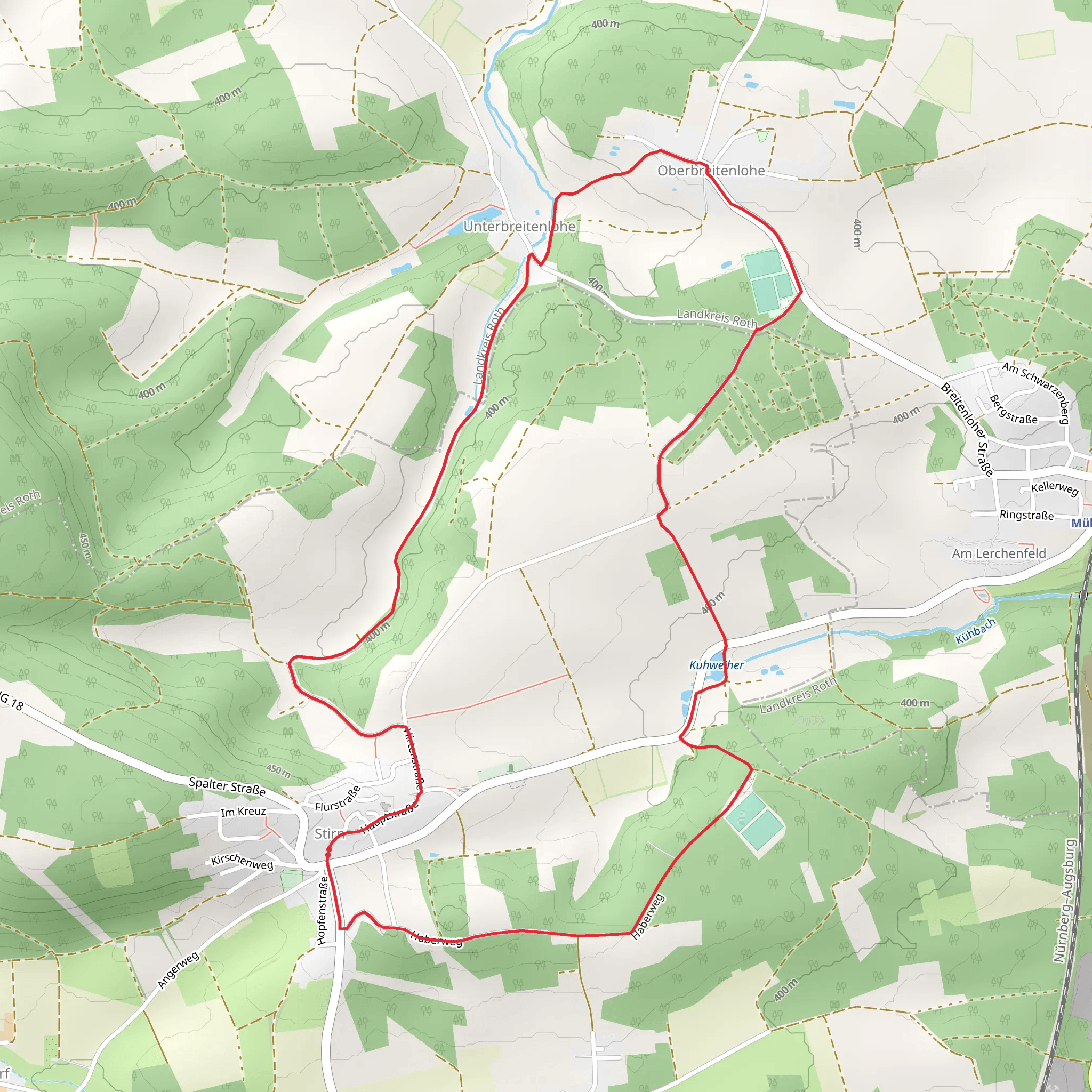 Kuhweiher via Pleinfeld 86 mobile static map