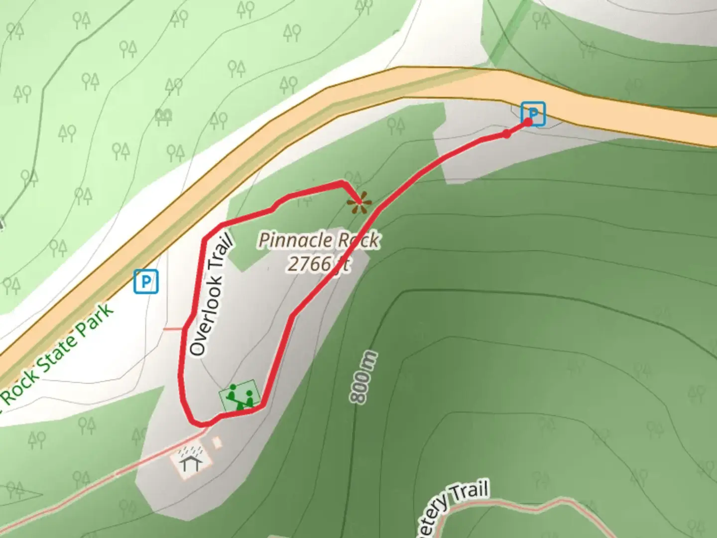 An image depicting the trail Overlook Trail via Pinnacle Rock and its surrounding area.