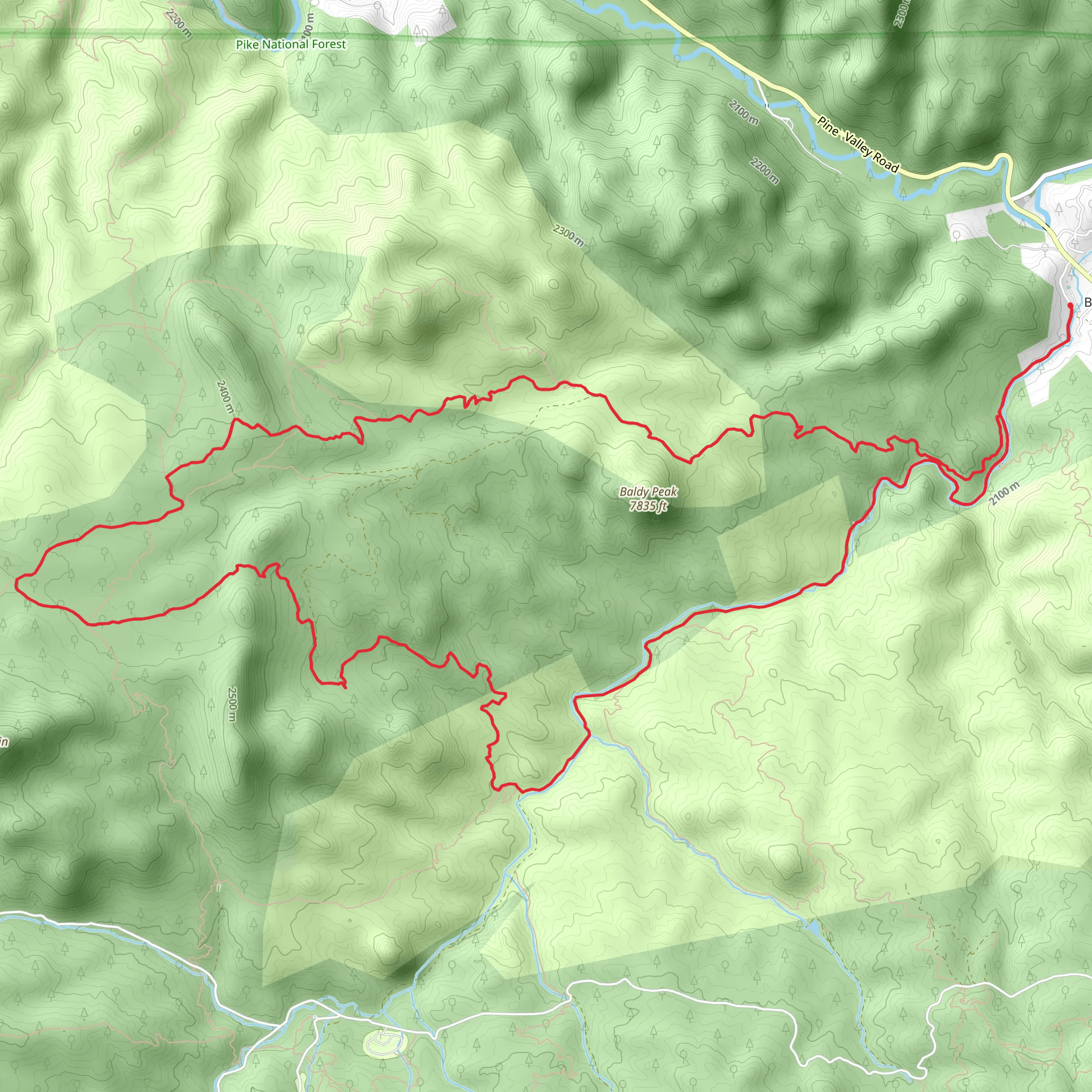 South Buffalo Creek Road, Baldy and Homestead Loop Trail mobile static map