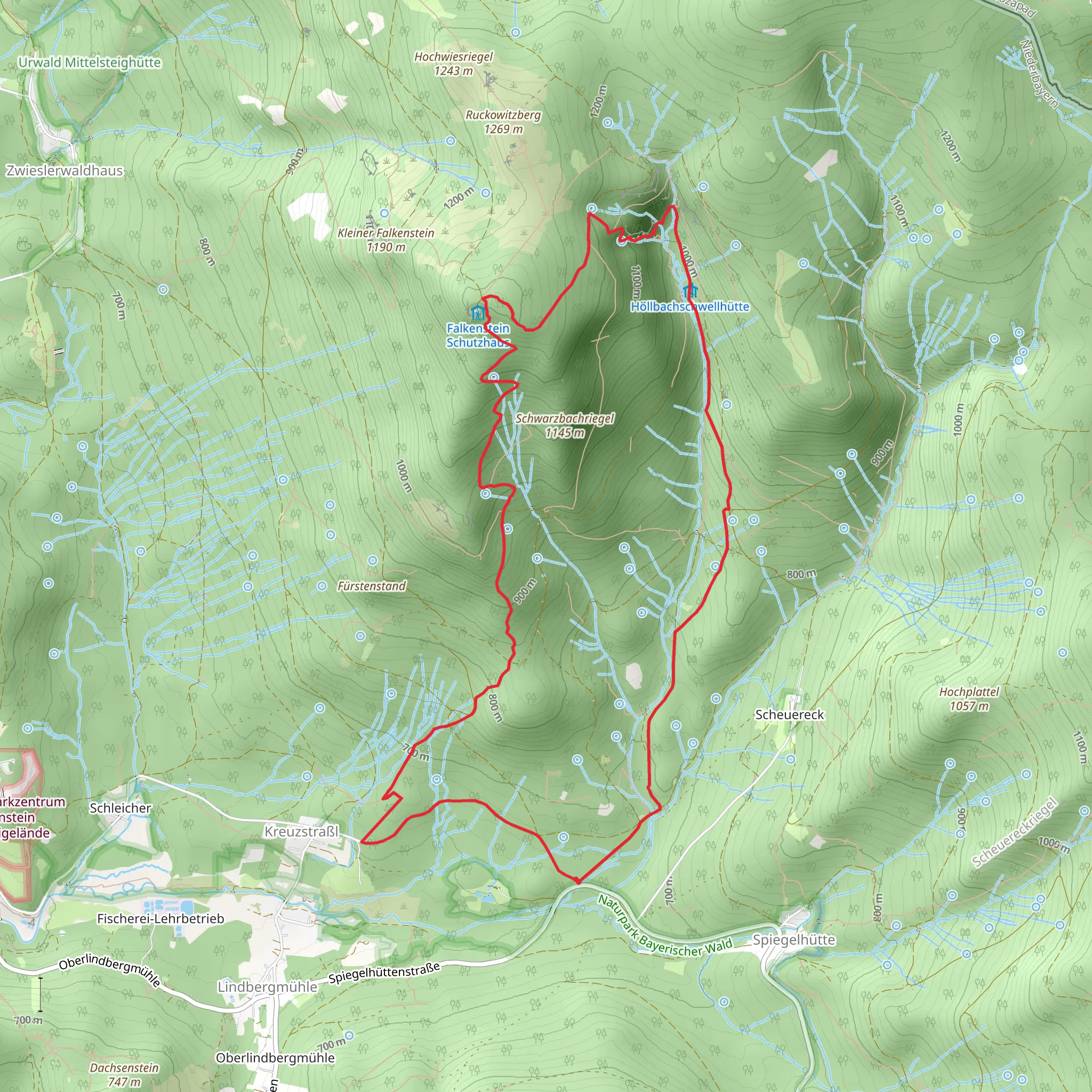 Höllbachschwelle Loop via Esche and Silberblatt mobile static map