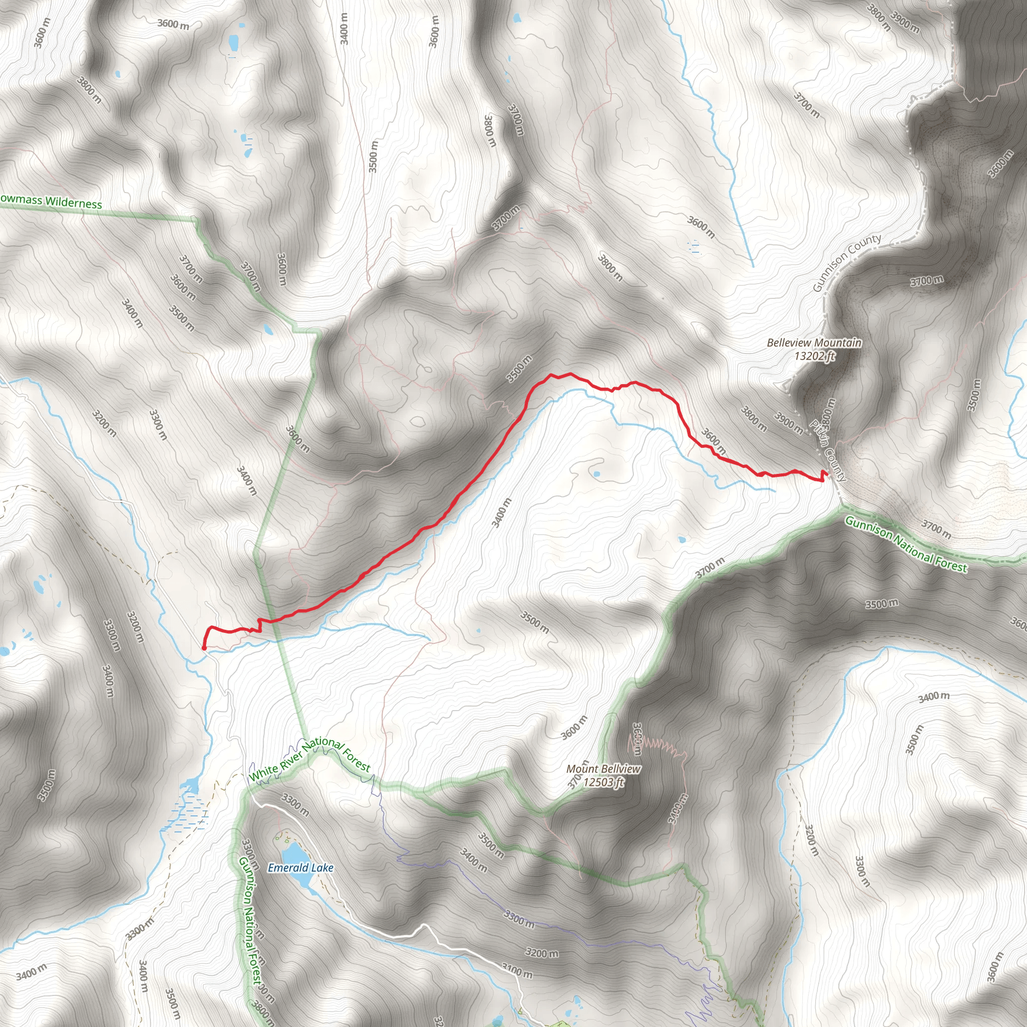 West Maroon Trail Out and Back mobile static map