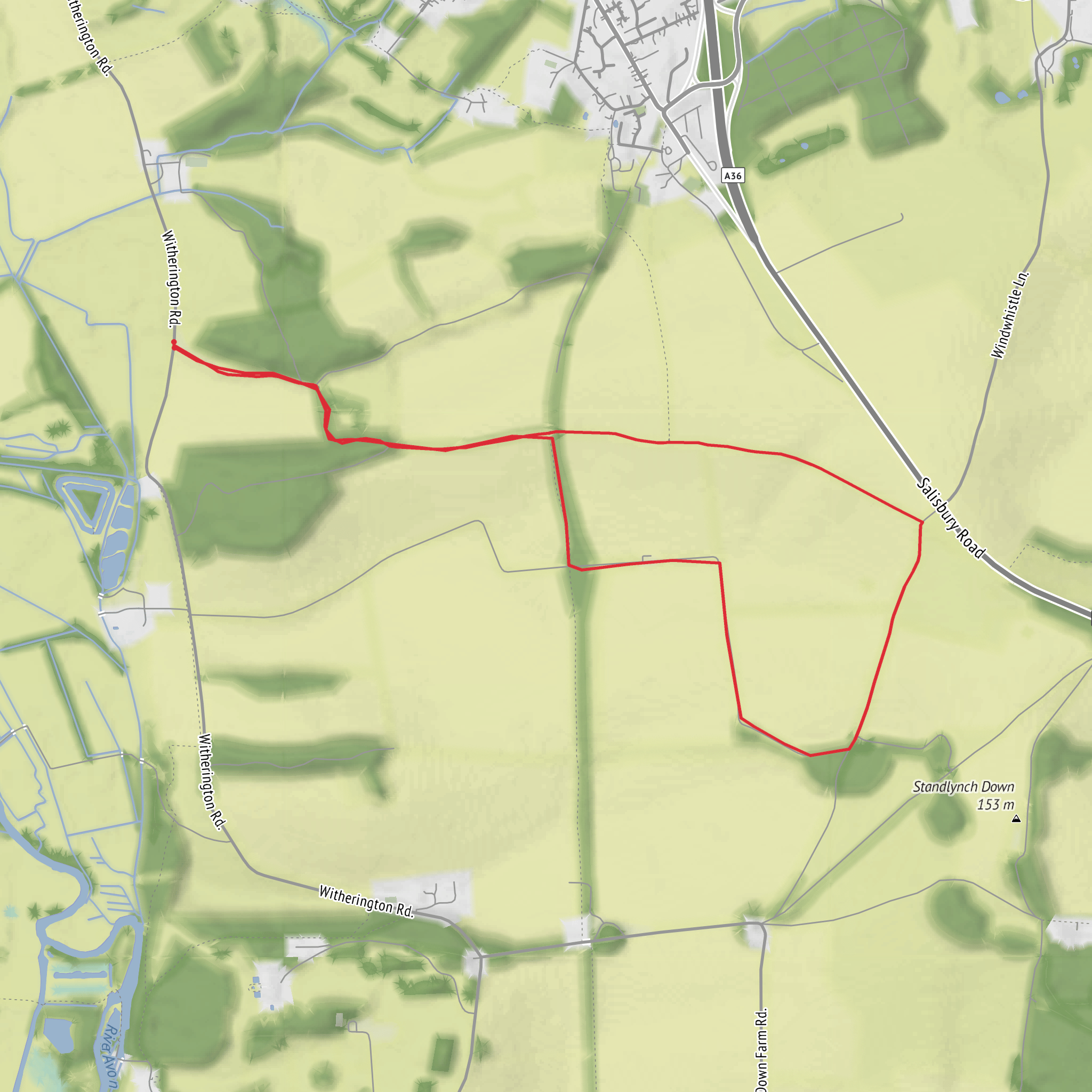 Whaddon to Pepperbox Hill mobile static map