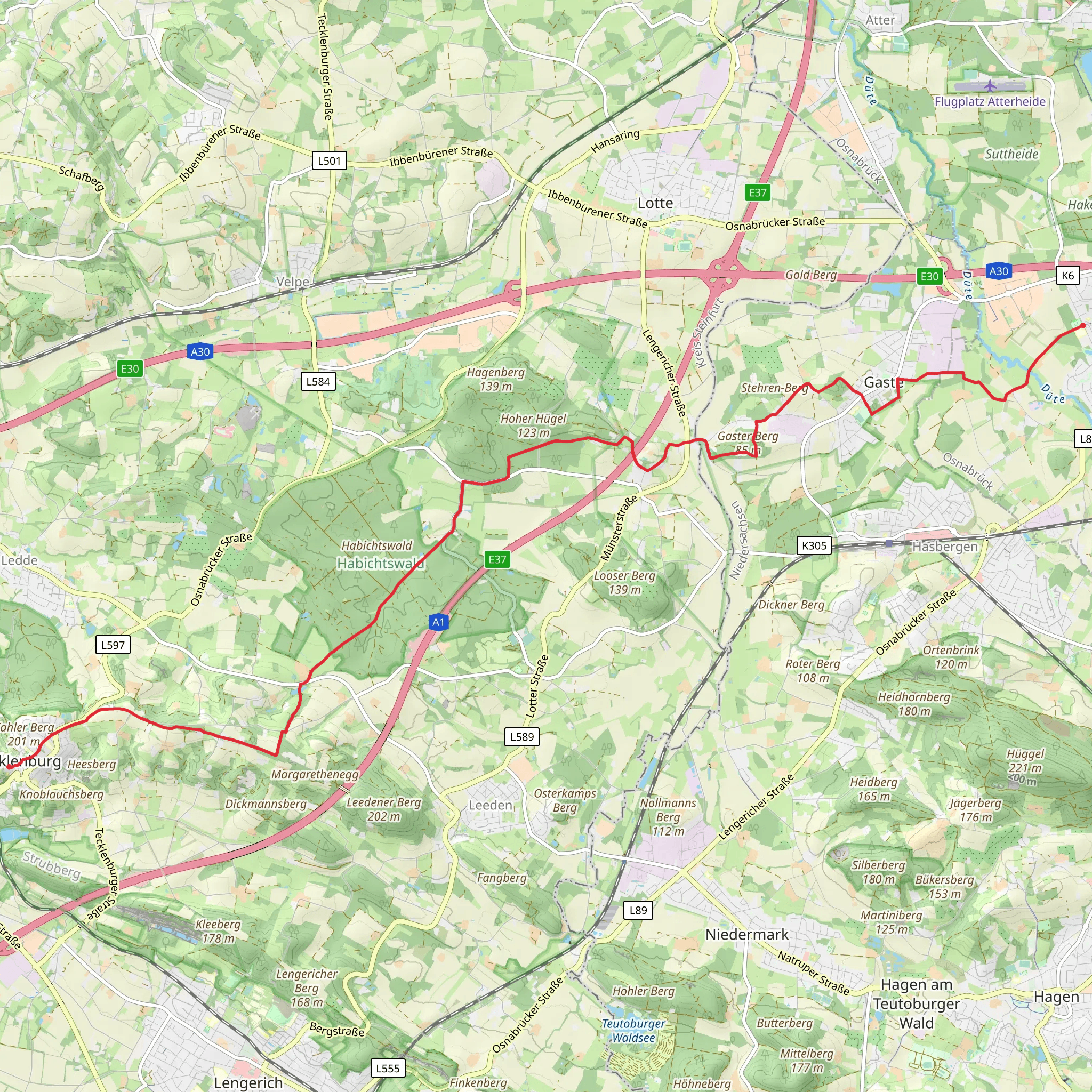 Hellern to Tecklenburg Walk mobile static map