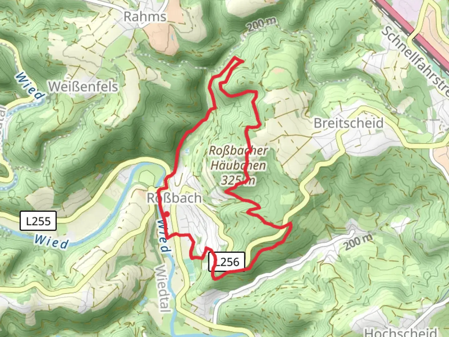An image depicting the trail Rundwanderweg Roßbach 3 and its surrounding area.
