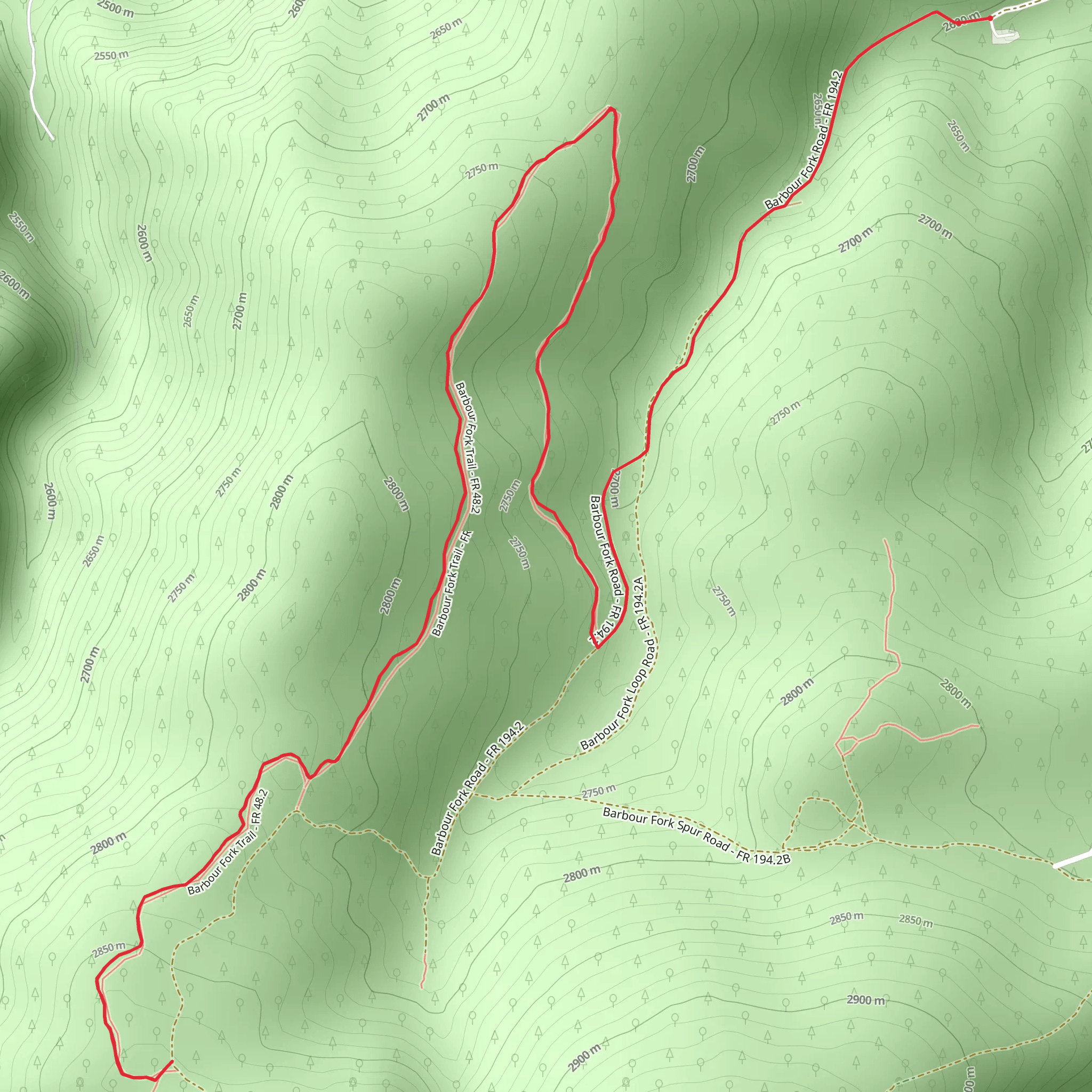 Barbour Fork Trail mobile static map