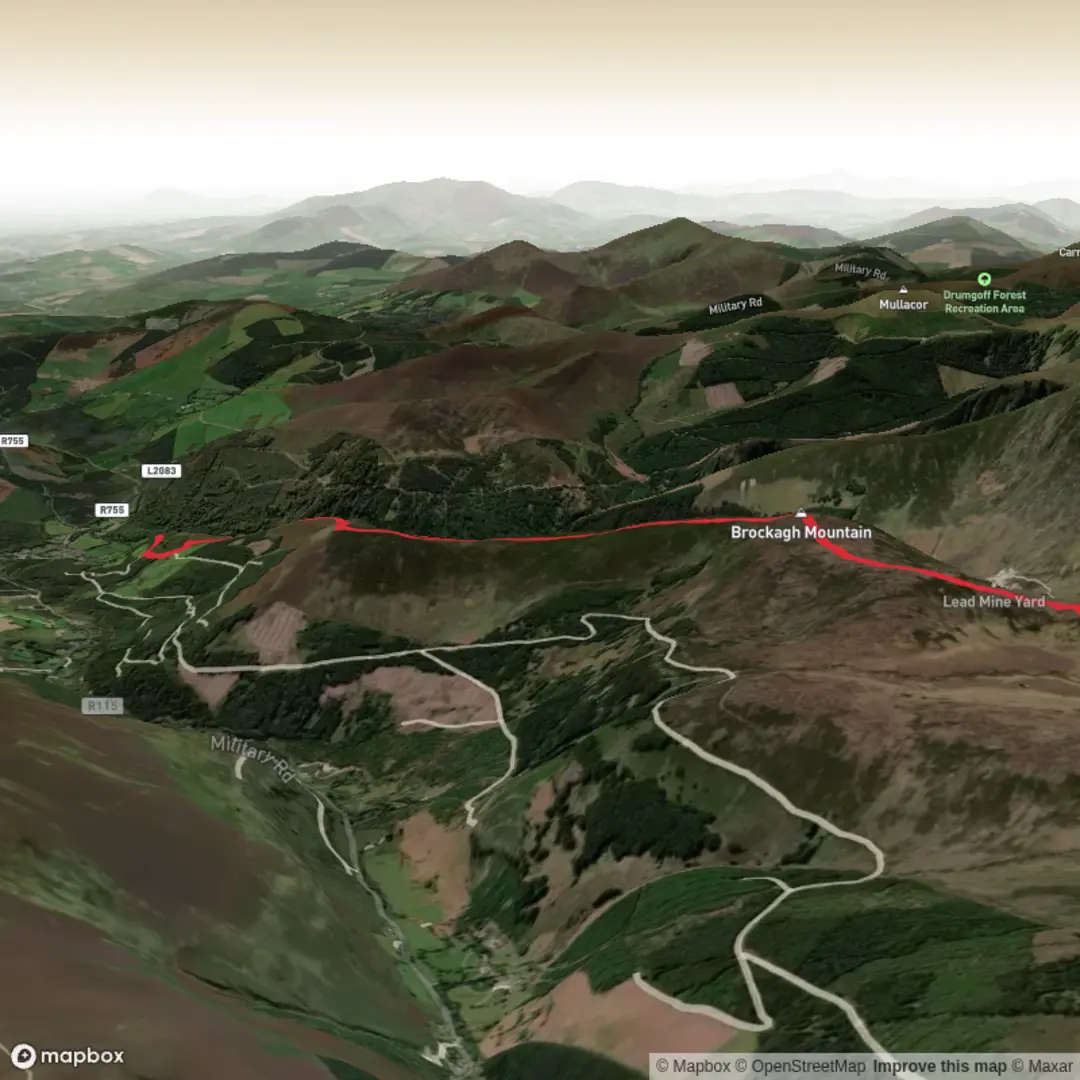 An image depicting the trail Glendalough Brockagh return and its surrounding area.