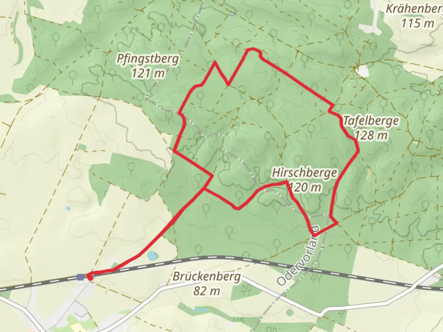 An image depicting the trail Hirschberge and Gehege Loop and its surrounding area.