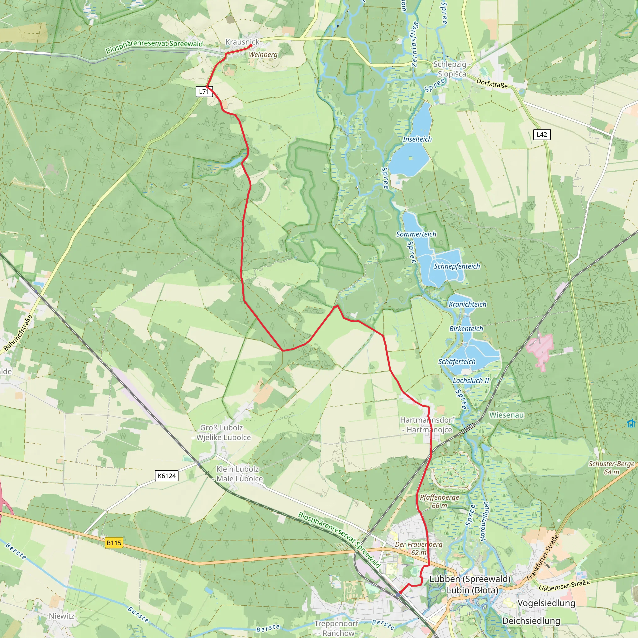 Krausnick to Lubben Walk mobile static map