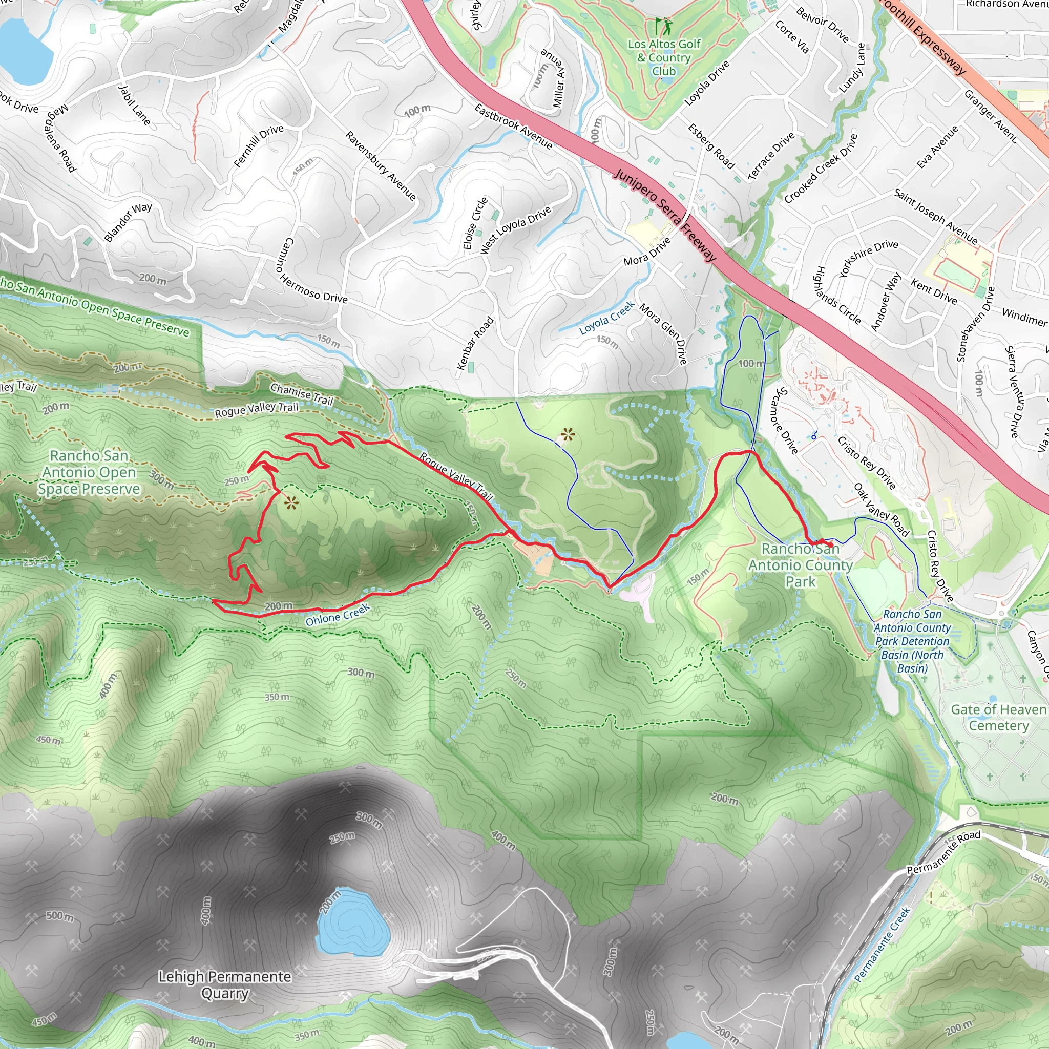 Permanente Creek and Wildcat Loop Trail mobile static map