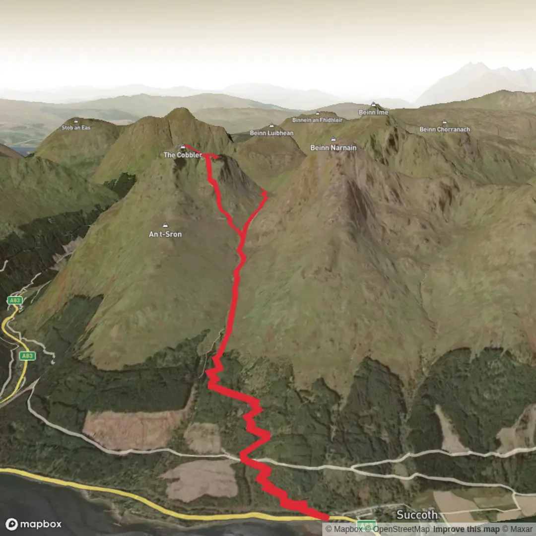 An image depicting the trail The Cobbler and its surrounding area.