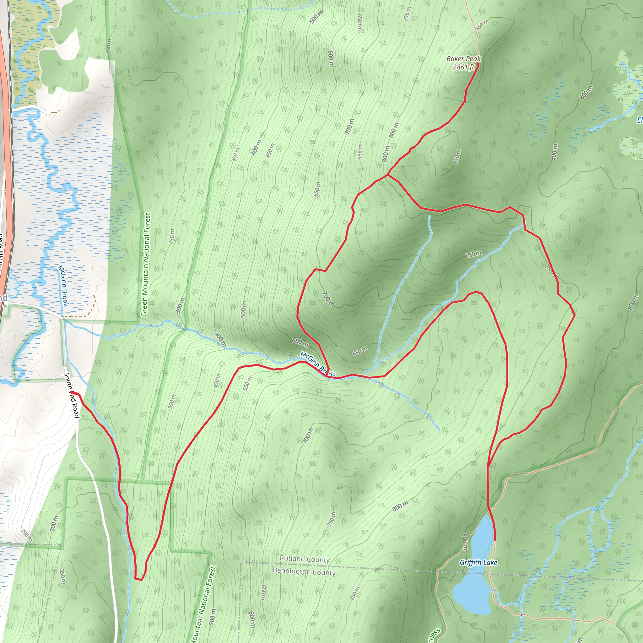 Baker Peak and Griffith Lake via Lake Trail mobile static map