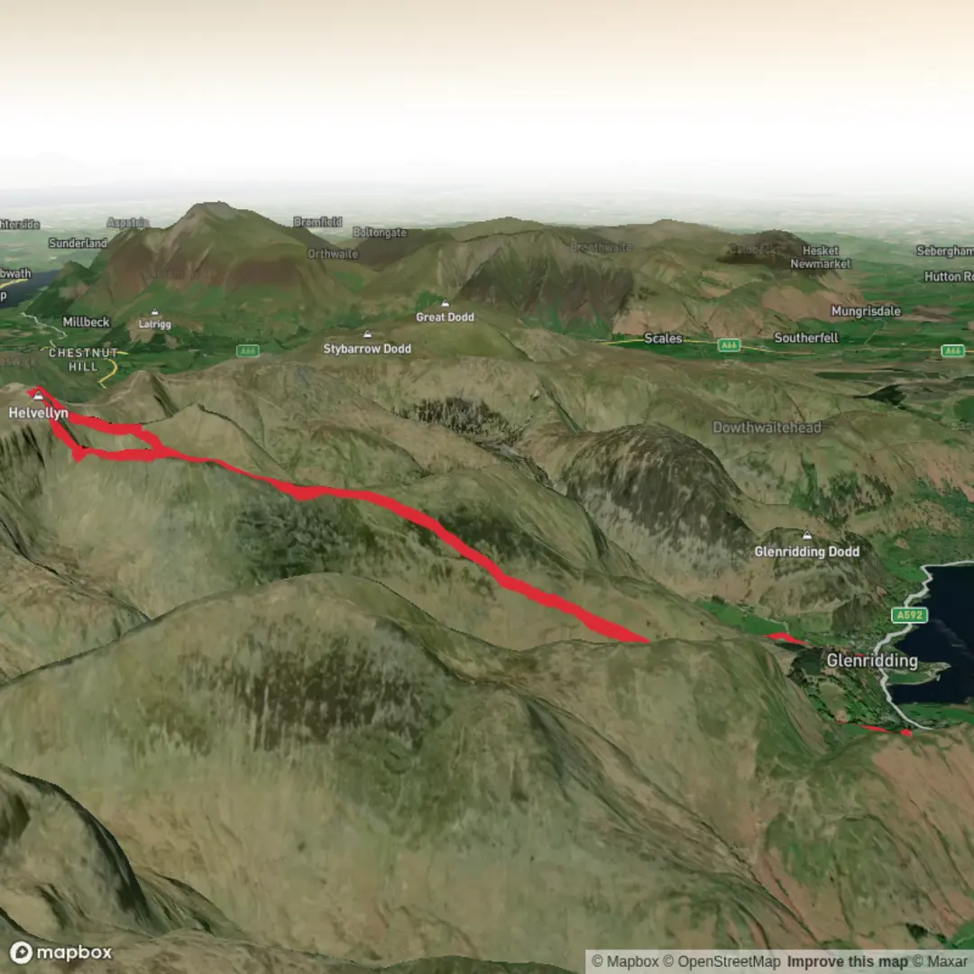 An image depicting the trail Helvllyn ridge and its surrounding area.