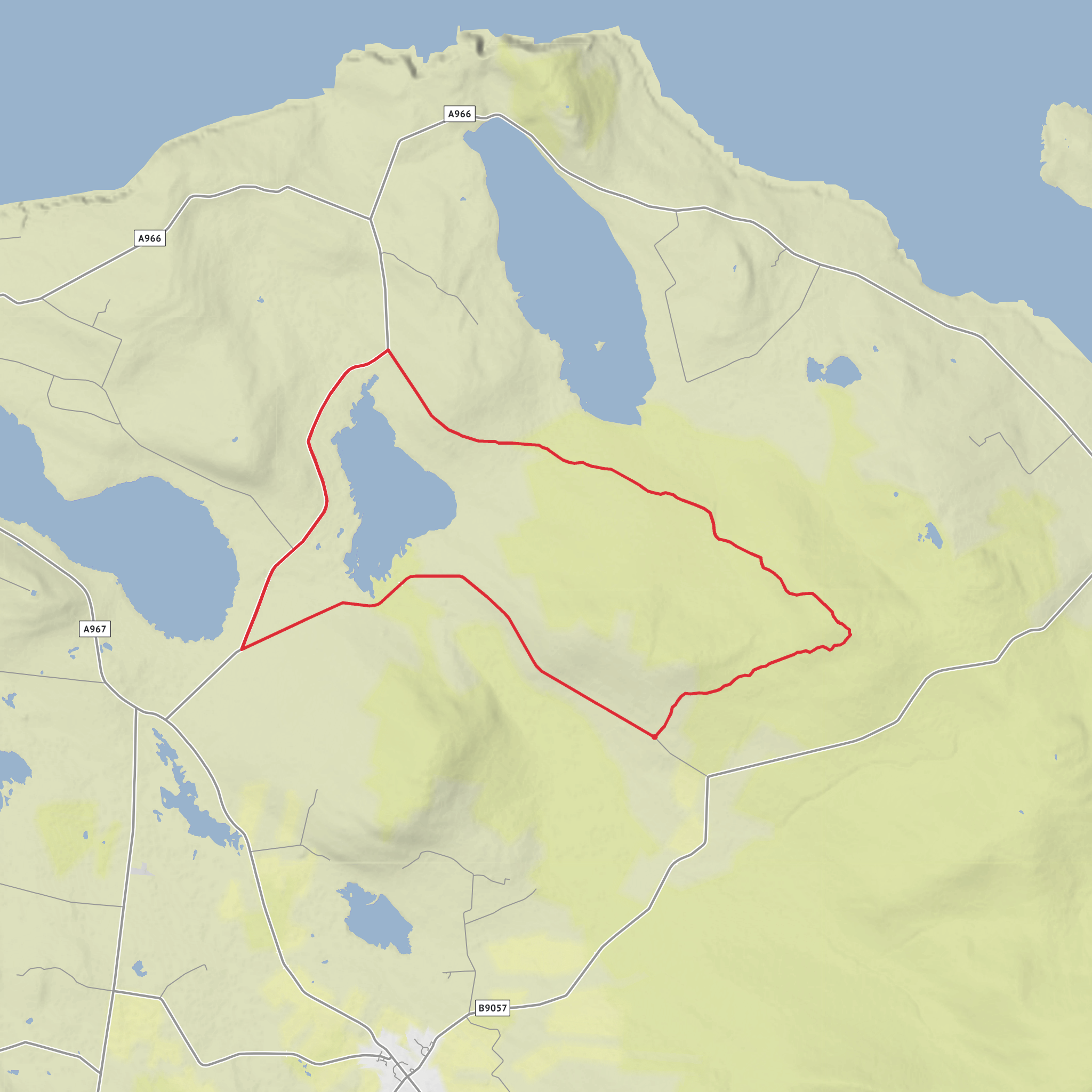 Skelday Hill, Mid Hill and Loch of Hundland Loop mobile static map