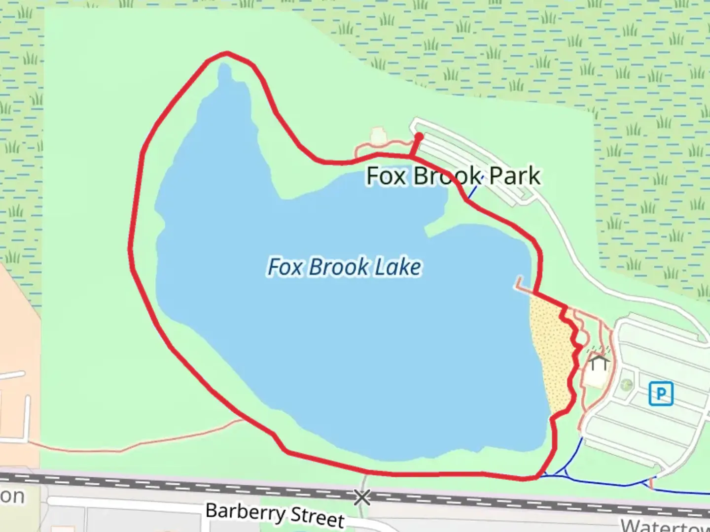 An image depicting the trail Fox Brook Lake Loop and its surrounding area.