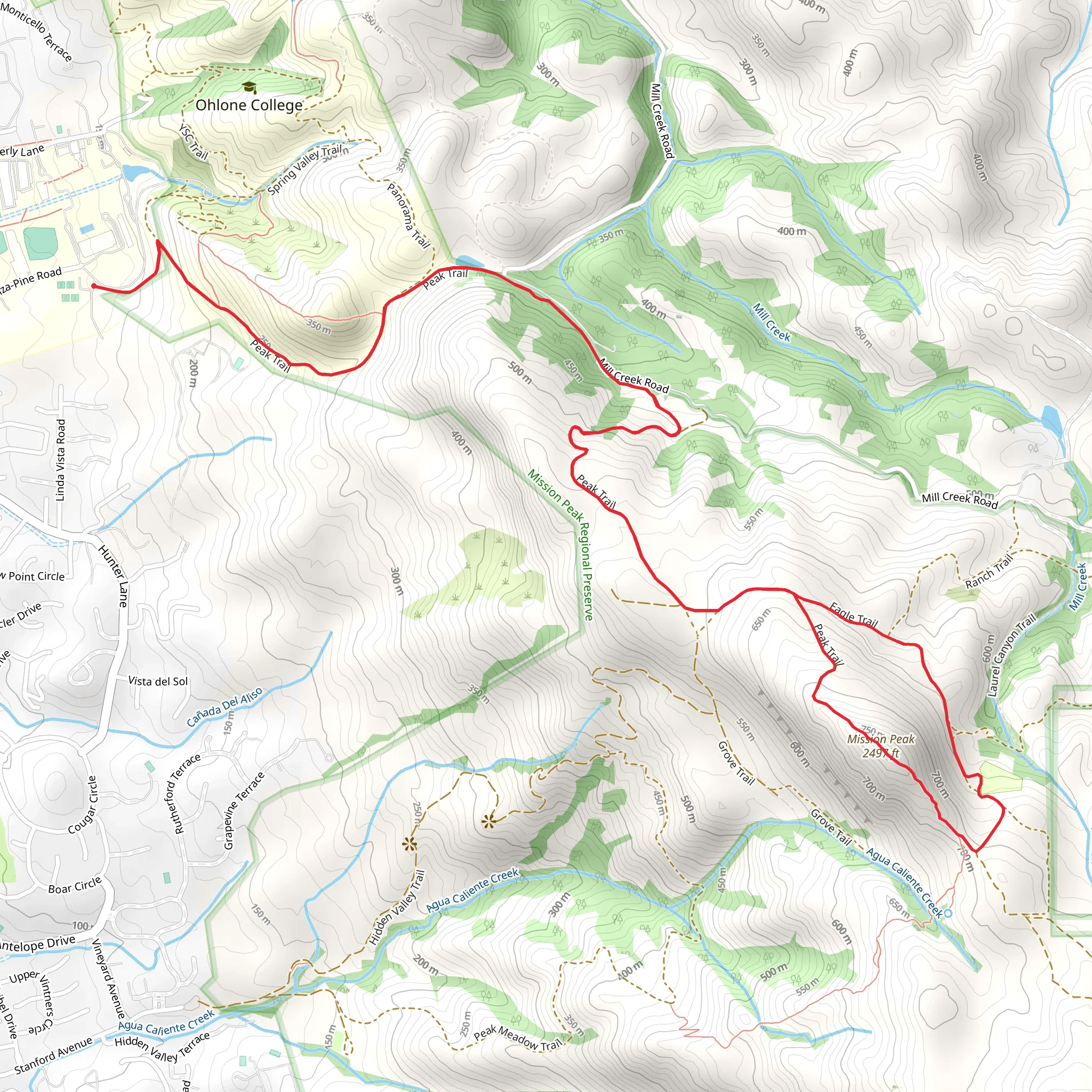 Mission Peak - Bay Area Ridge Trail mobile static map